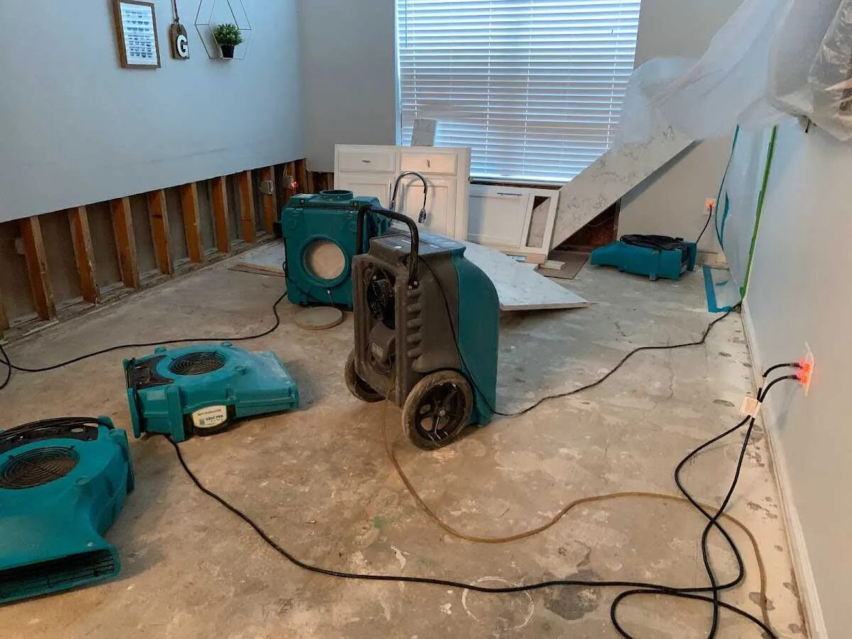 Dehumidifier in flood-cut room for Water Damage Restoration in Zephyrhills West