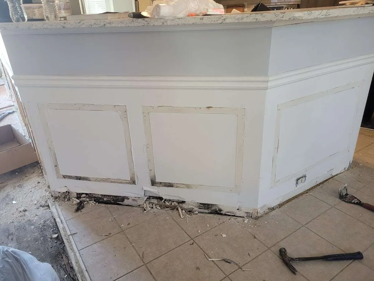 Water damage and mold on kitchen during Storm Damage Restoration in Zephyrhills West